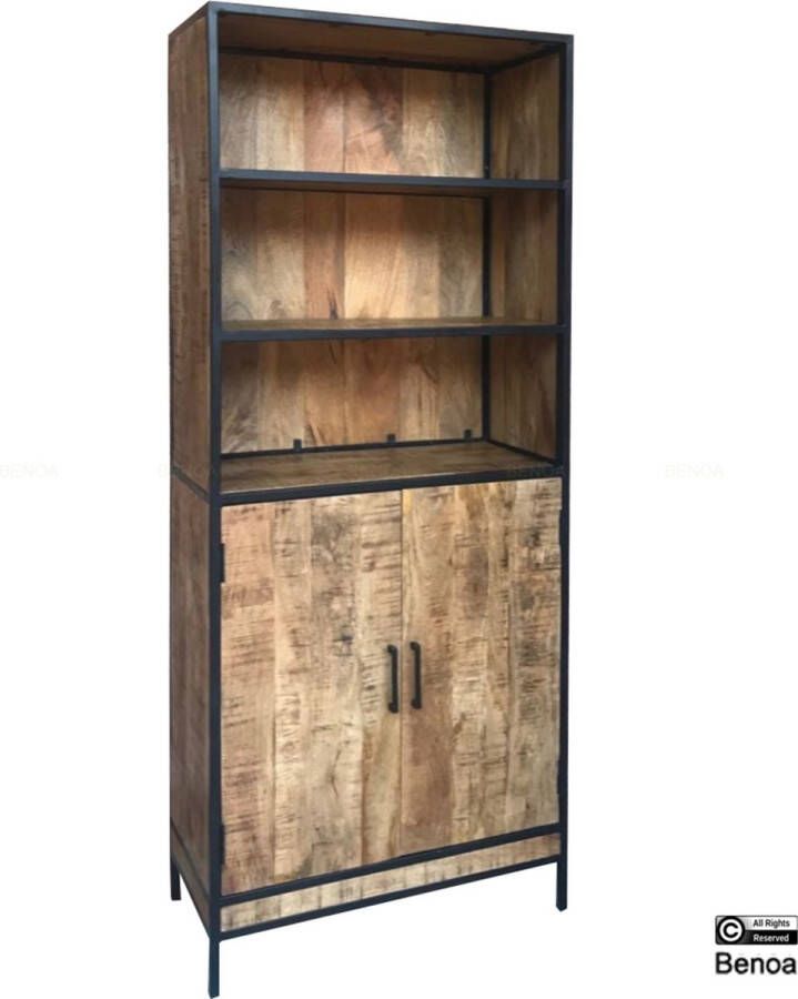 Benoa Boekenkast industrieel gb Mangohout Mango naturel 84 x 40 x 200(h) cm Top kwaliteit