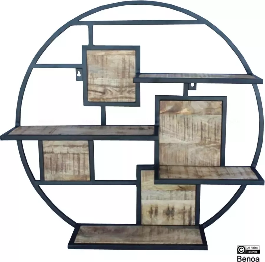 Benoa Cameron Iron & Wooden Round Wall Rack 100 - Foto 2