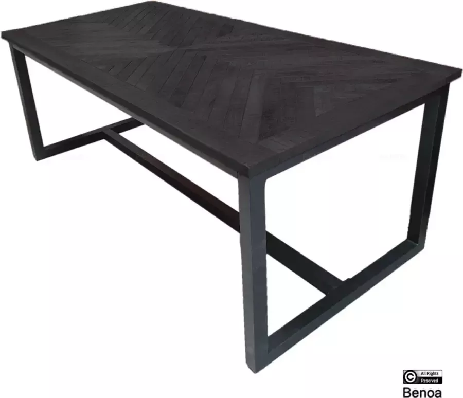 Benoa Eettafel Jax visgraat mangohout 160x90 cm Zwart - Foto 1