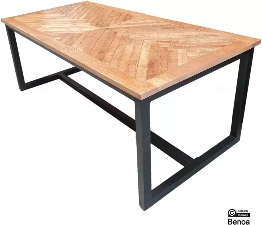 Benoa Eettafel Jax visgraat mangohout 200 cm naturel - Foto 2