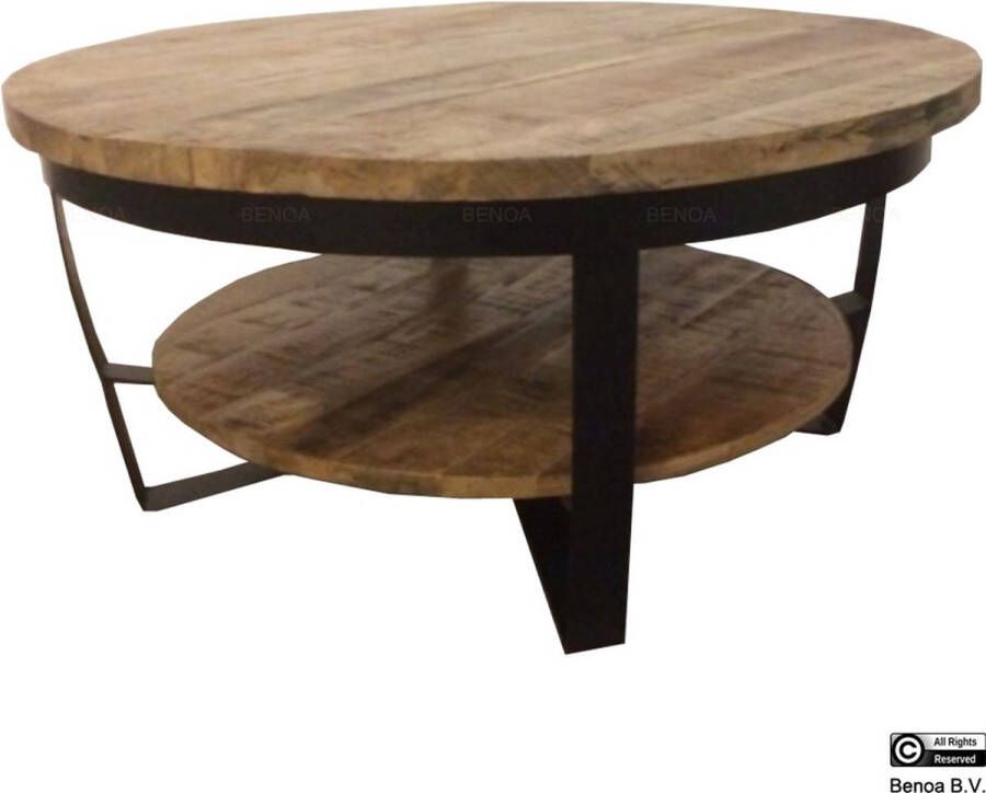 Benoa Iron Paras Coffee Table 65 Black Iron Stand Wood Natural finish