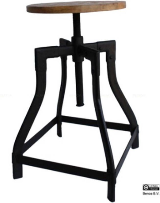 Benoa Iron Revolving Stool 35 Iron stand black wooden standaard finish - Foto 2