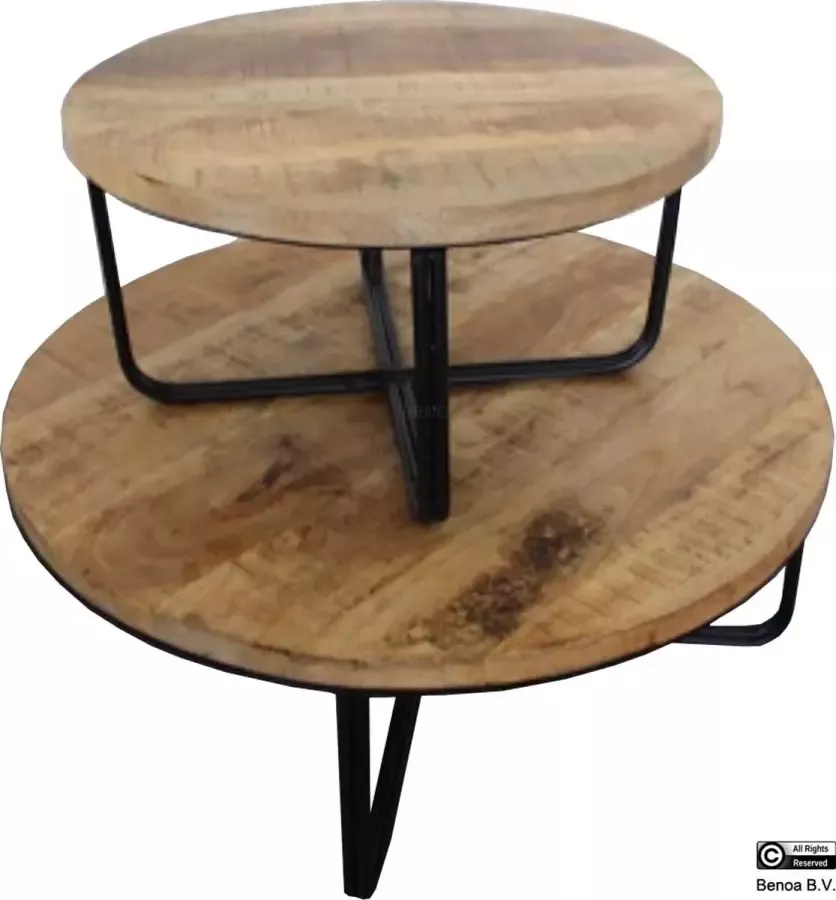 Benoa Iron Round Coffee Table Natural Finish (Set of 2) - Foto 1