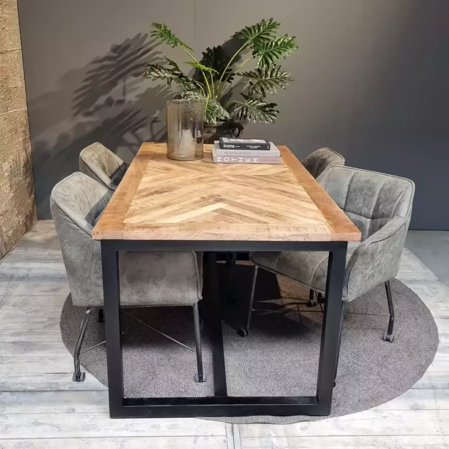 Benoa Mangohout Visgraat Eettafel Rechthoek 180 cm Jax