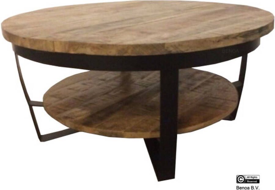Benoa Iron Paras Coffee Table 90 Black Iron Stand Wood Natural finish