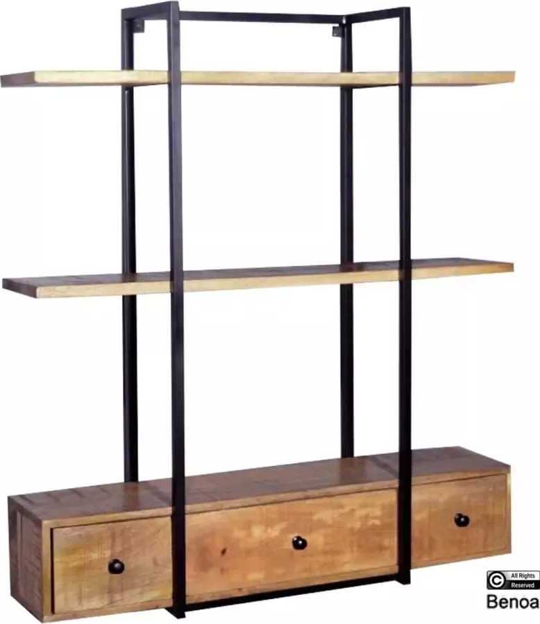 Benoa wandrek 3 lades met planken mangohout 80x90 cm