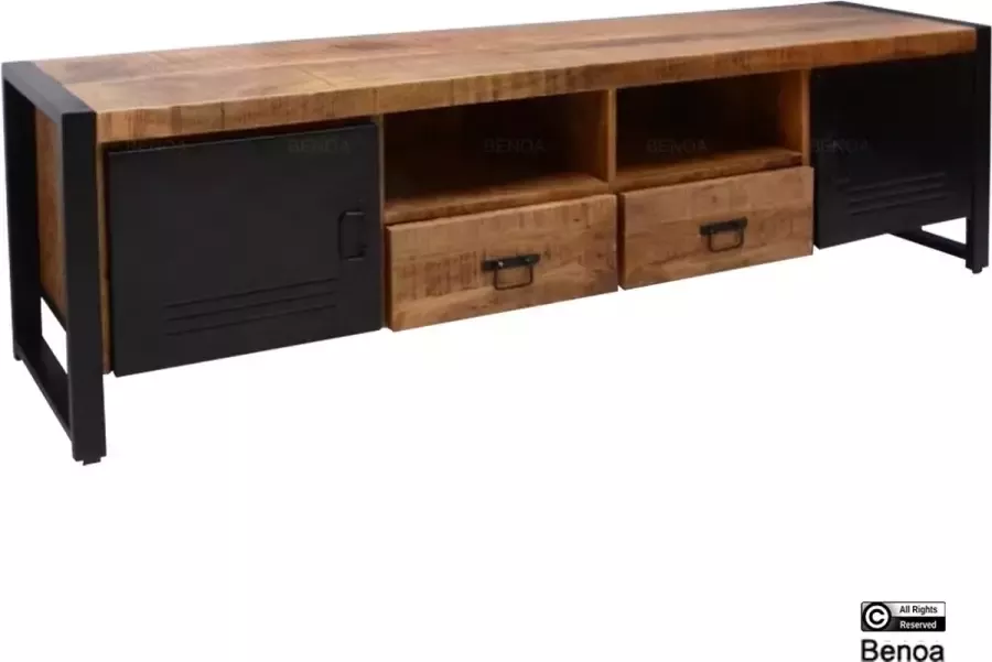 Meubelplaats TV-meubel Bruno Bas mangohout en metaal 200 cm