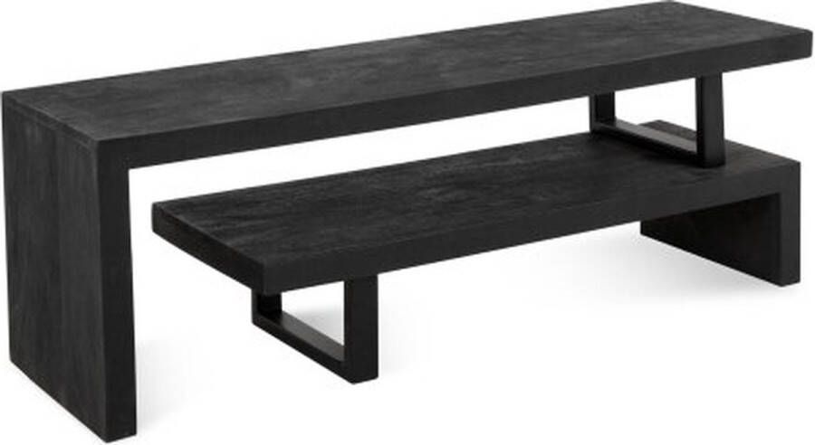 Benoa Uitschuifbaar TV-meubel Brandy mangohout 140-210 cm Zwart