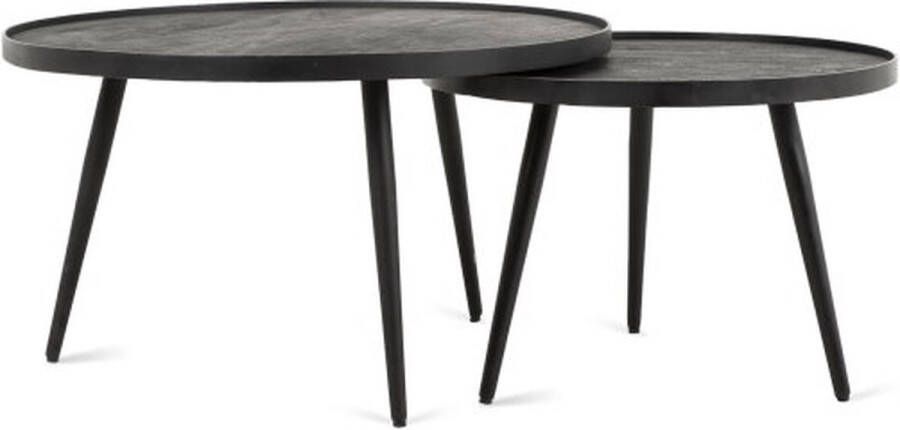 Industrieelinhuis.nl Salontafel set rond Industrieel Design Mangohout Staal 58-76cm - Foto 2