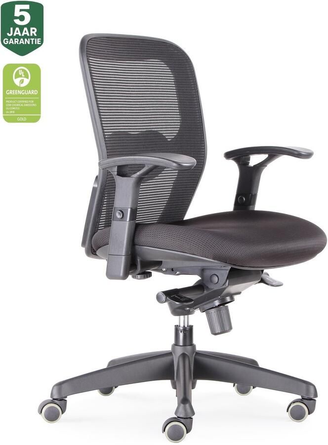 Bens 803-Bsc-3 Ergonomische-Volwassenen- bureaustoel 3D armleuningen GREENGUARD GOLD- Ook voor thuiswerk Robuuste bureaustoel veel instelmogelijkheden Zwart