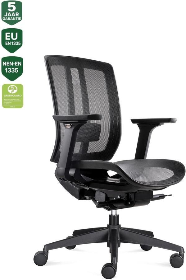 Bens 816D-Synchro-4 Ergonomische Bureaustoel Zwart Bureaustoel voor volwassenen Kantoorstoel Zwevende Zitting NEN-EN1335 & ARBO normen GREENGUARD GOLD - Foto 2