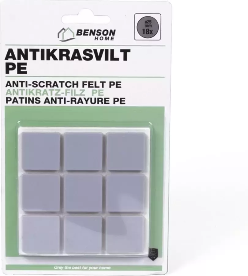 Benson Meubelvilt 18 delig stoelpoten kunststof grijs meubelbeschermers Meubelviltjes