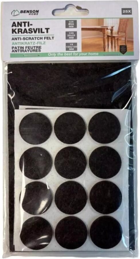 Benson Zelfklevend antikrasvilt 25-delige set Bruin maten