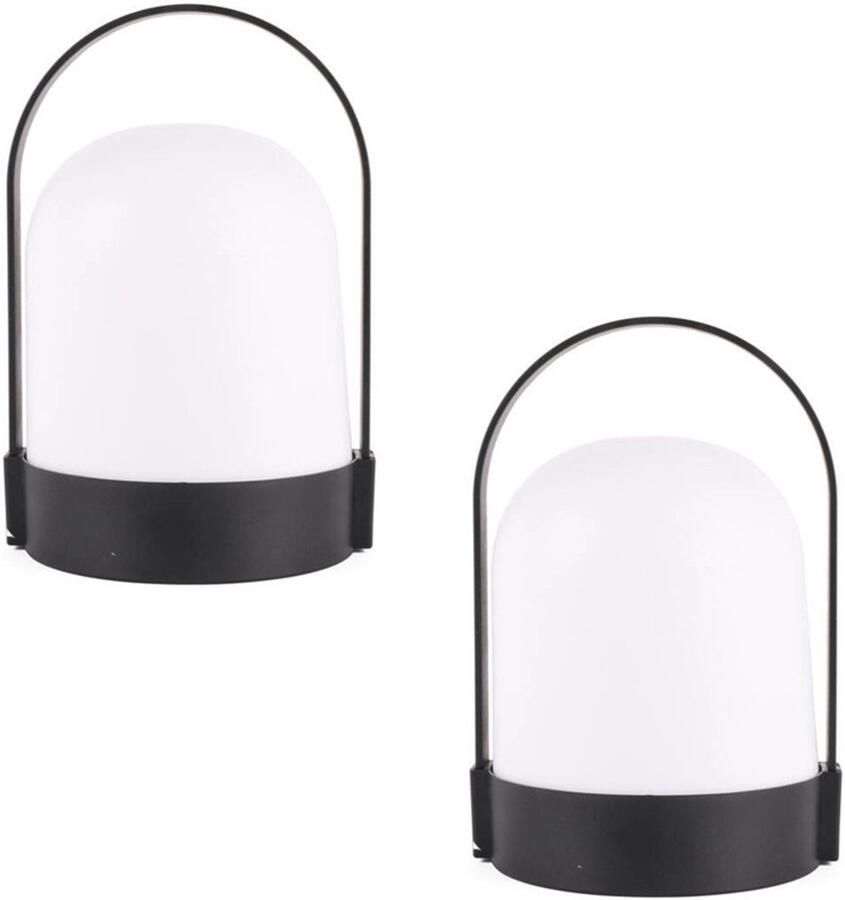 Benson led lamp 2x draagbaar wit kunststof 13 x 22 cm warm licht tuinlamp