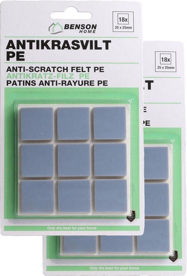 Benson Meubelvilt 2x 18 delig stoelpoten kunststof grijs meubelbeschermers Meubelviltjes