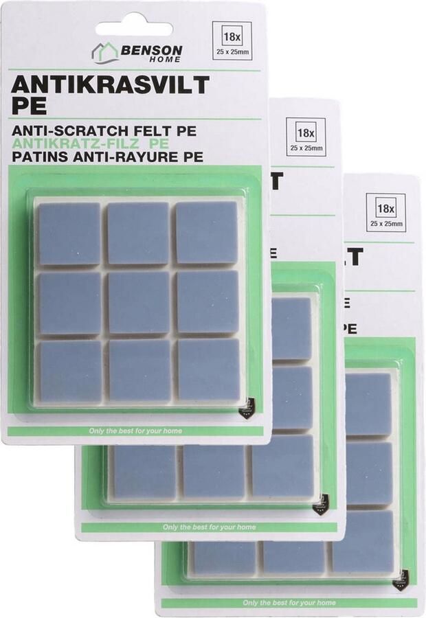 Benson Meubelvilt 3x 18 delig stoelpoten kunststof grijs meubelbeschermers