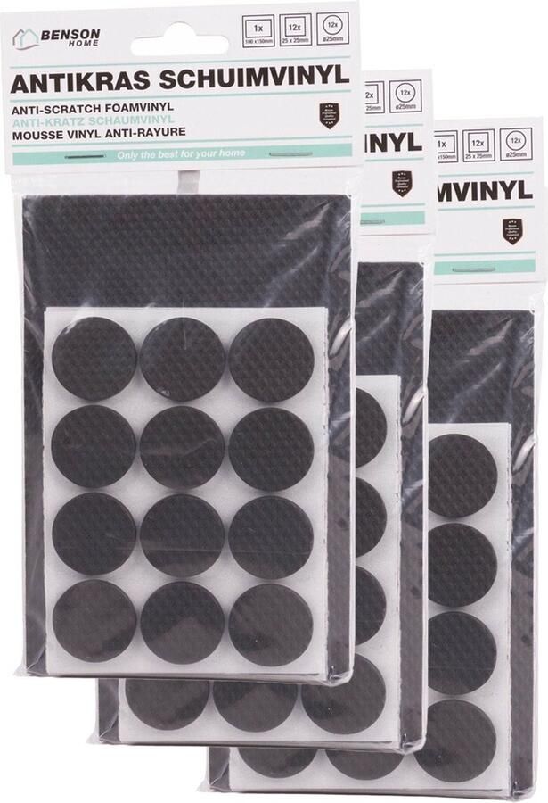 Benson Meubelvilt 3x 25 delig stoelpoten kunststof wit meubelbeschermers