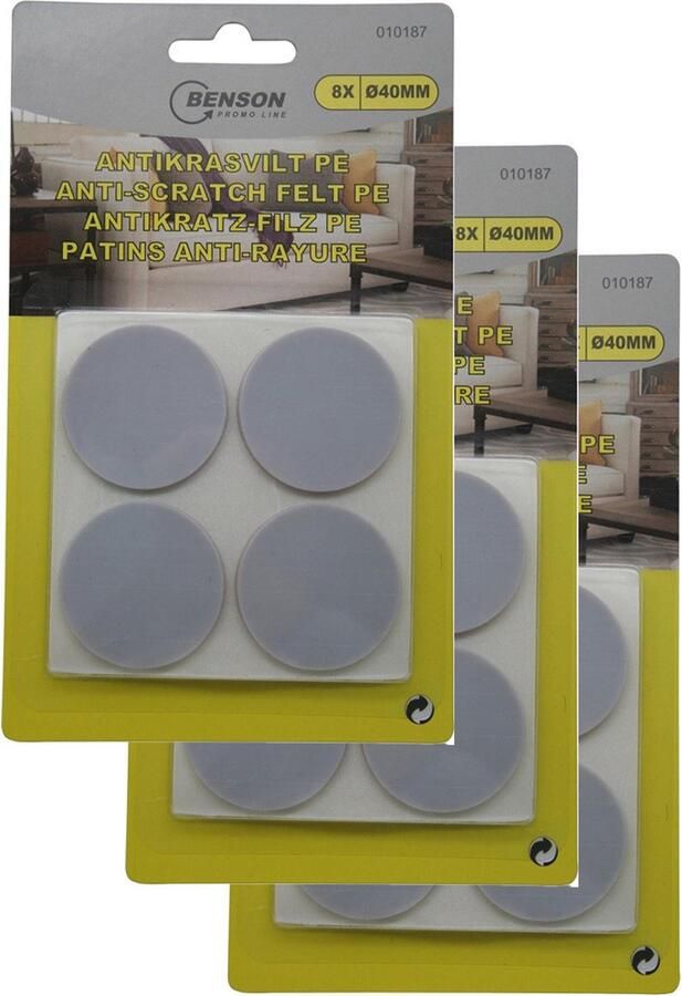 Benson Meubelvilt 3x 8 delig stoelpoten kunststof grijs meubelbeschermers