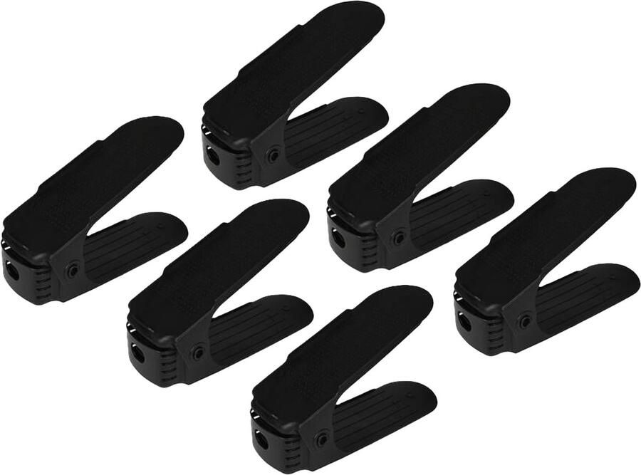 Benson Schoenenopbergers 6x zwart kunststof 6 paar ruimtebesparend schoenenrek