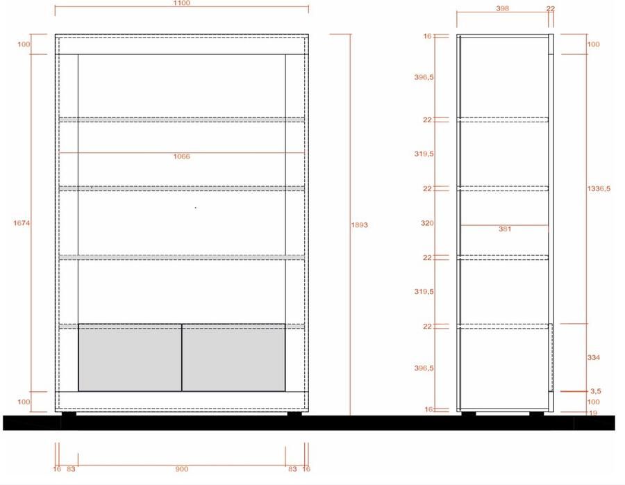 Benvenuto Design Urbino Boekenkast Beton Oxid
