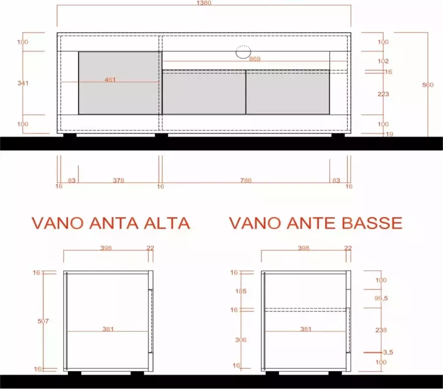 Benvenuto Design Urbino TV-meubel Oxid Beton
