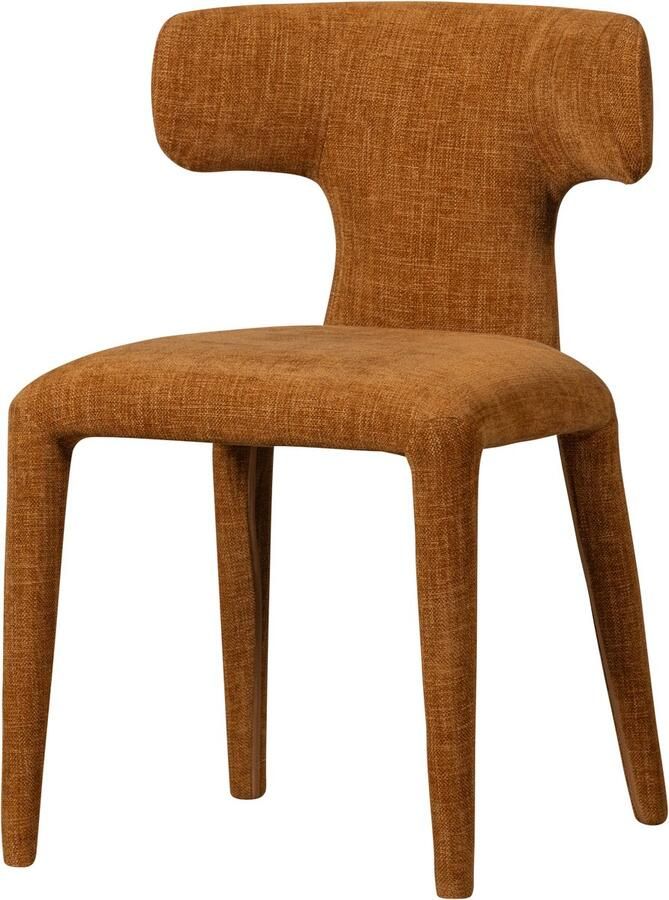 WOOOD BePureHome Permit Eetkamerstoel Bekleed Van Top Tot Teen Tintle geweven Stof Cinnamon Oranje 78x52x53 cm - Foto 6