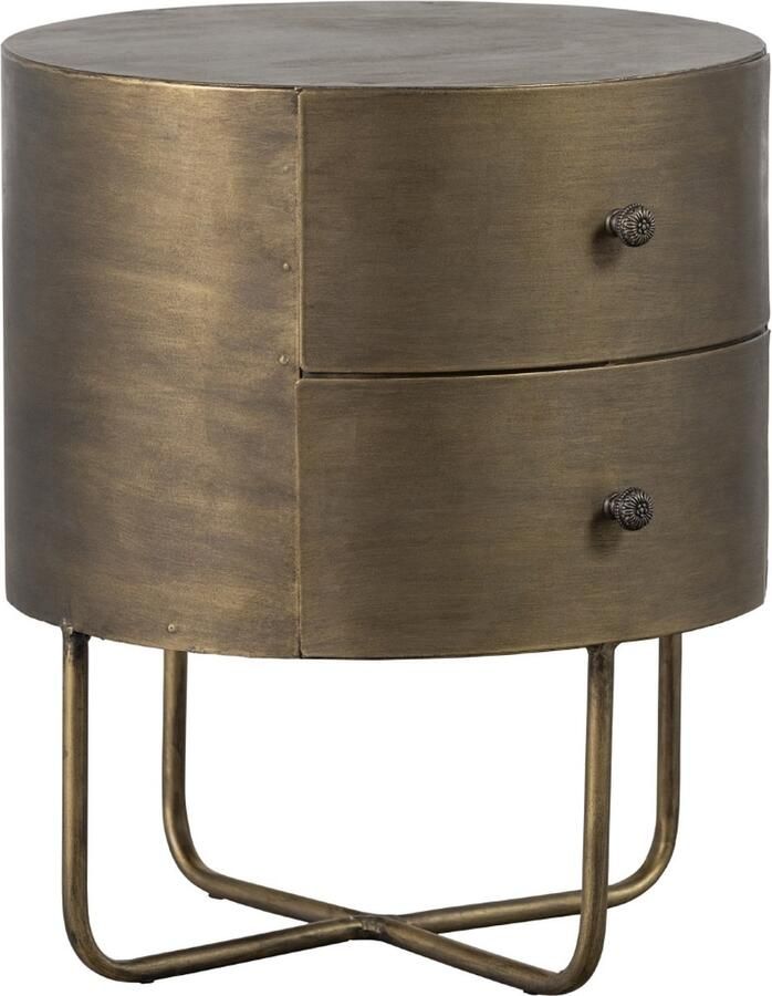 BePureHome Glossy Rond Kastje Met Twee Handige Lades Metaal Antique Brass 48x39x39 cm - Foto 5