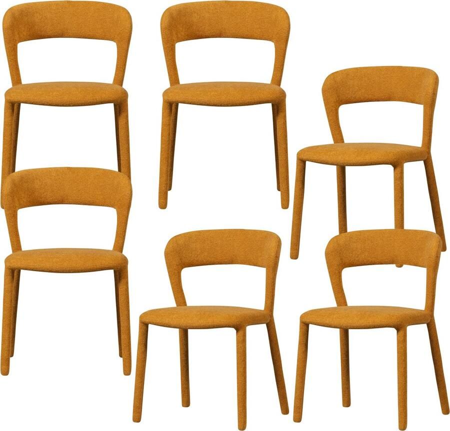 BePureHome eetkamerstoelen Noble Polyester Corn Set van 6