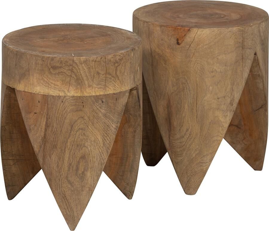 BePureHome Bijzettafel Trunk Mangohout Set van 2 stuks Ø30cm Naturel Rond - Foto 2