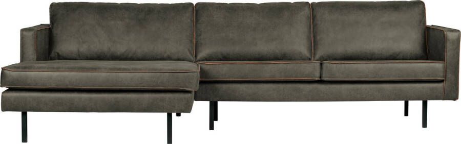BePureHome Rodeo Chaise Longue Links Recycle Leer Army 85x300x86