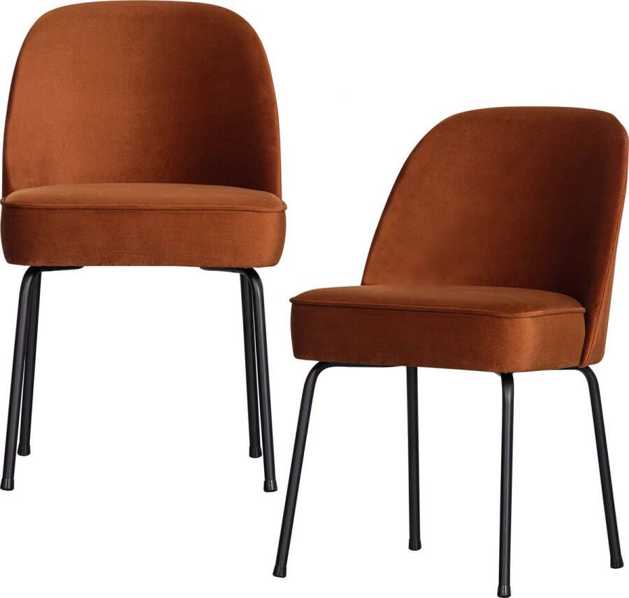 BePureHome Vogue Eetkamerstoelen Fluweel Roest Set van 2