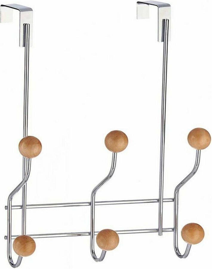 Berilo Kapstok voor deur Metaal Hout Bruin (21 x 28 5 x 8 cm) (24 Stuks)