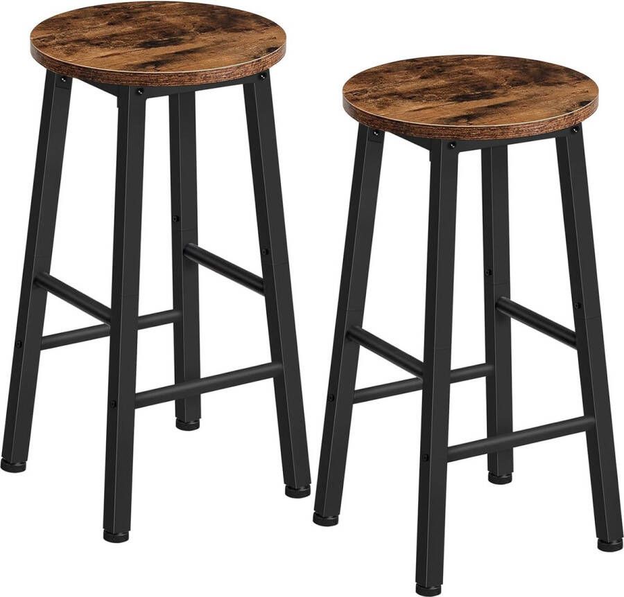 Berkatmarkt Barkrukken Set Van 2 Barstoelen Keukenstoelen Geschikt Voor Eetkamer Keuken Bar Stevig En Stabiel Industriële Stijl Vintage Bruin Zwart Ebf07By01