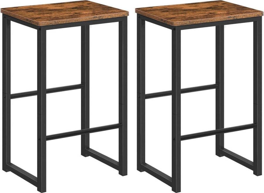 Berkatmarkt Barkrukken Set Van 2 Keuken Ontbijt Barkrukken Home Pub Barstoelen Metalen Frame Met Houten Zitting Verschillende Hoogte Voetsteun Ruimtebesparend Industrieel Eetkamer Rustiek Bruin Ebf34By01