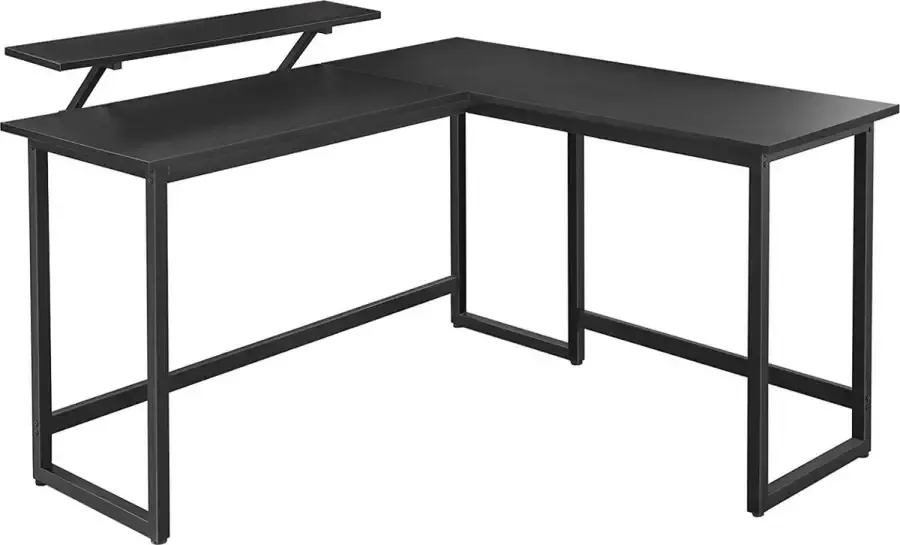 berkatmarkt Bureau L-vormig computerbureau met beweegbare monitorbevestiging 140 x 130 x 76 cm zwart LWD56BK