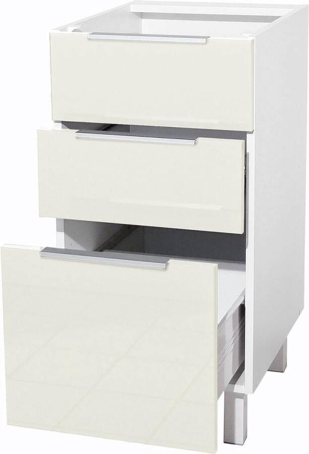 Berlioz Creations CT4BI 3 Drawer Kitchen Cabinet High Gloss Ivory