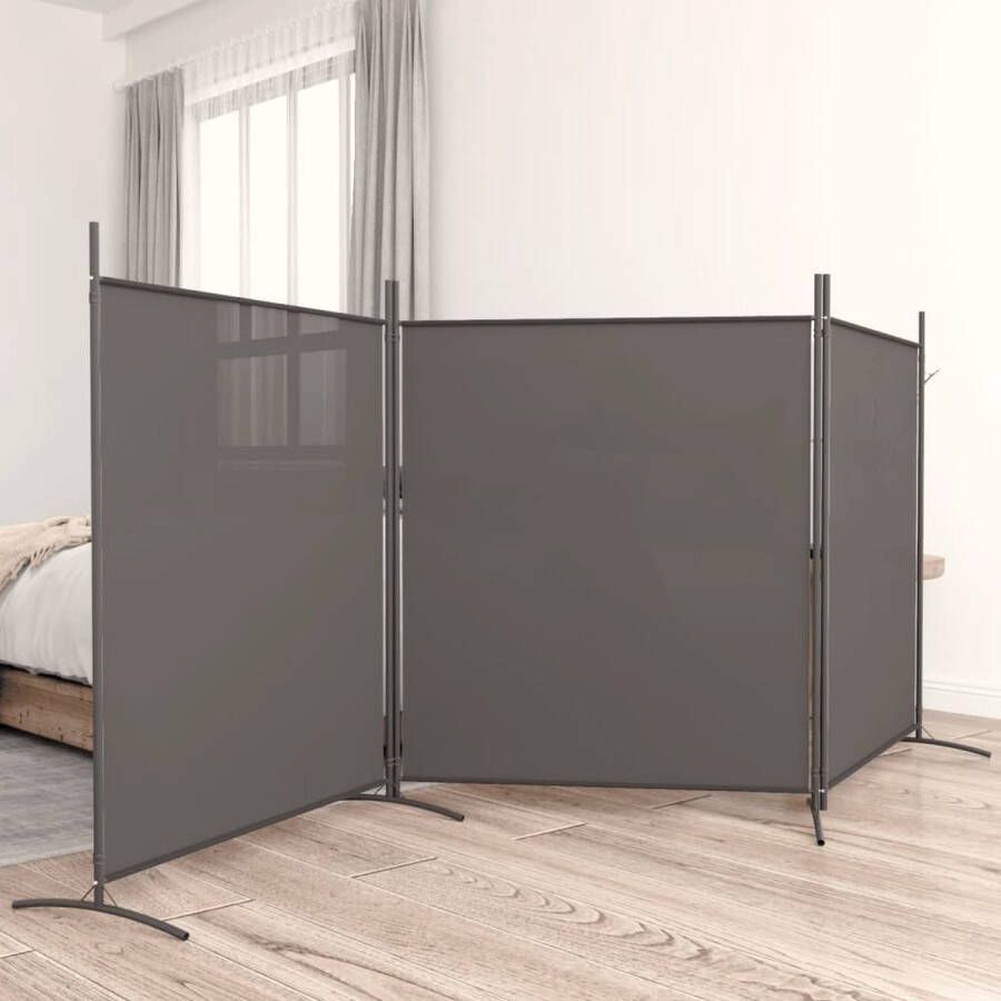 Beroli Kamerscherm met 3 panelen 525x180 cm Stof Antracietkleurig Scheidingswand Interieurdecoratie