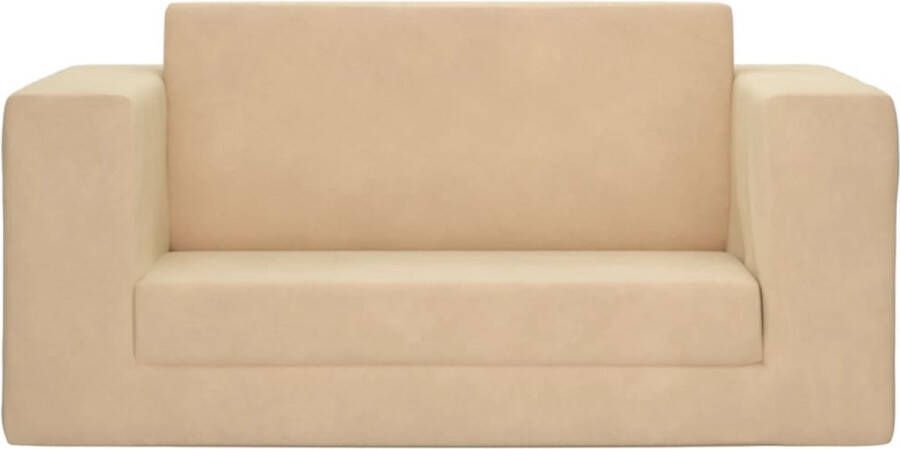 Beroli Kinderslaapbank 2-zits Zacht Pluche Crèmekleurig: Comfortabele en Stijlvolle Slaapbank voor Kinderen