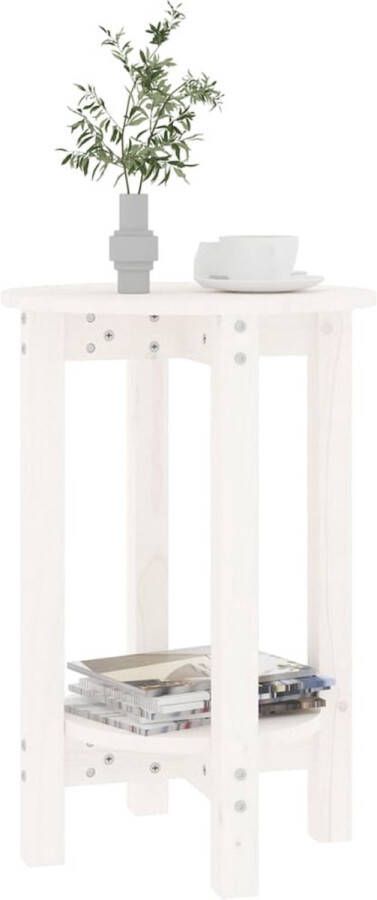 Beroli Salontafel Ø 40x60 cm Massief Grenenhout Wit Stijlvolle Houten Salontafel - Foto 2