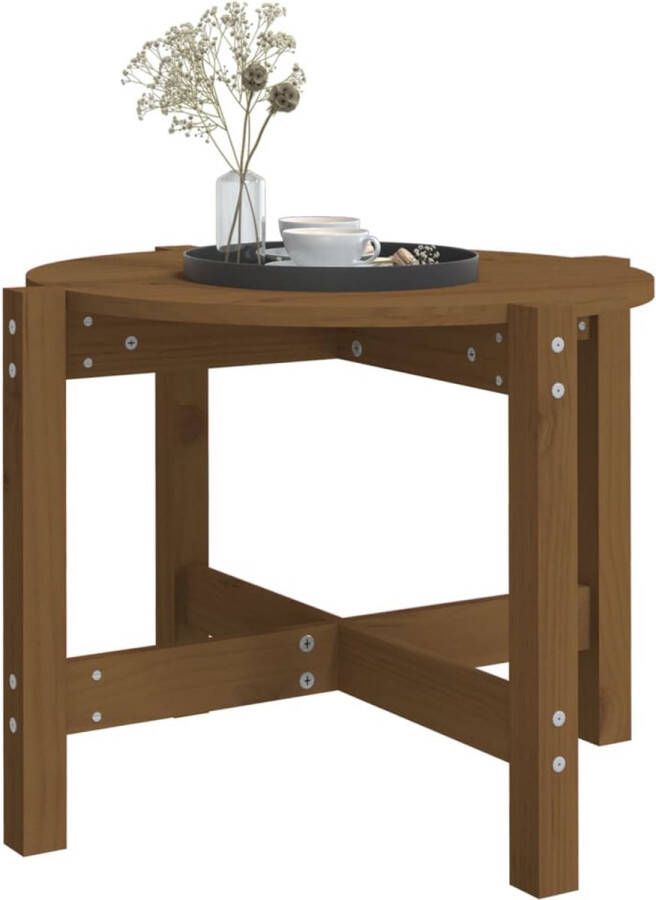 Beroli Salontafel Ø 62 5x45 cm Massief Grenenhout Honingbruin Stijlvolle Houten Salontafel - Foto 2