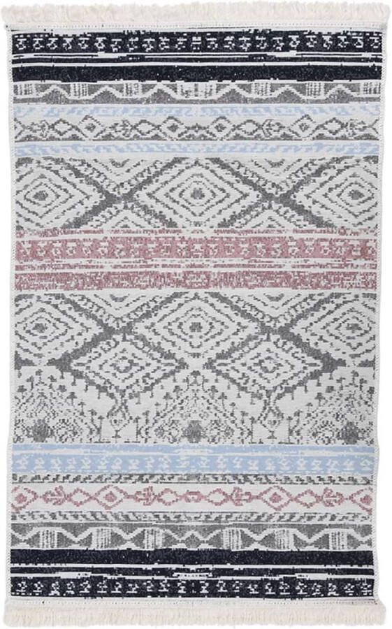 Beroli Vloerkleed 160x230 cm Katoen Roze en Aqua: Stijlvol en Comfortabel Vloerkleed voor je Interieur met een Vleugje Roze en Aqua