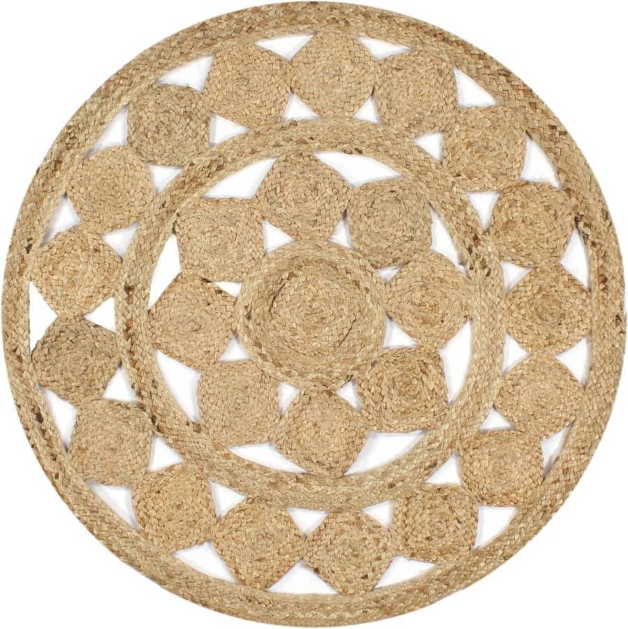 Beroli Vloerkleed Handgemaakt 150 cm Gevlochten Jute: Natuurlijk en Stijlvol Vloerkleed voor je Interieur