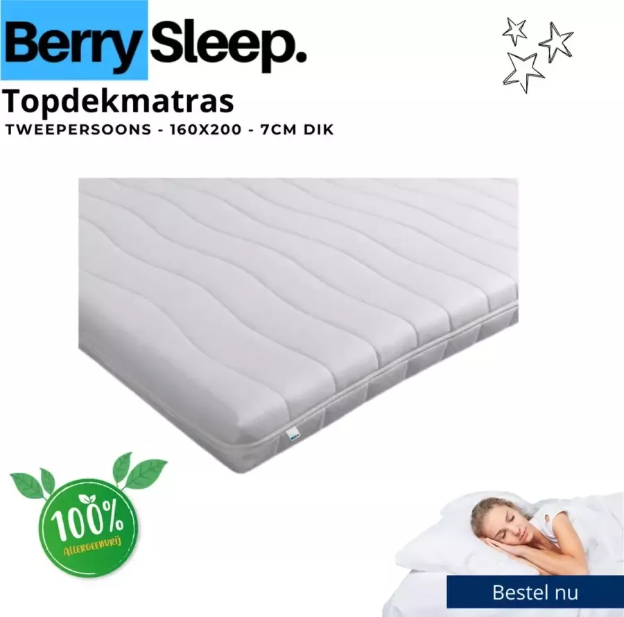 Berry Sleep Hotel Deluxe Topper 180x200 Topdekmatras Koudschuim Tencel 7cm dik