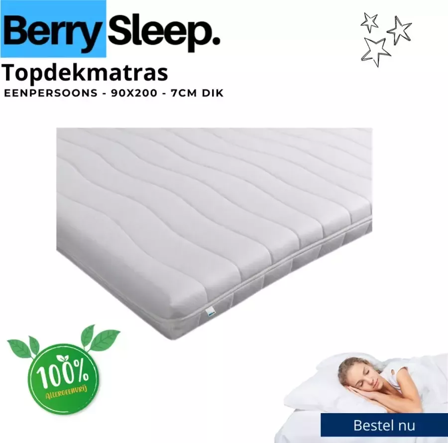 Berry Sleep Hotel Deluxe Topper 90x200 Topdekmatras Koudschuim Tencel 7cm dik