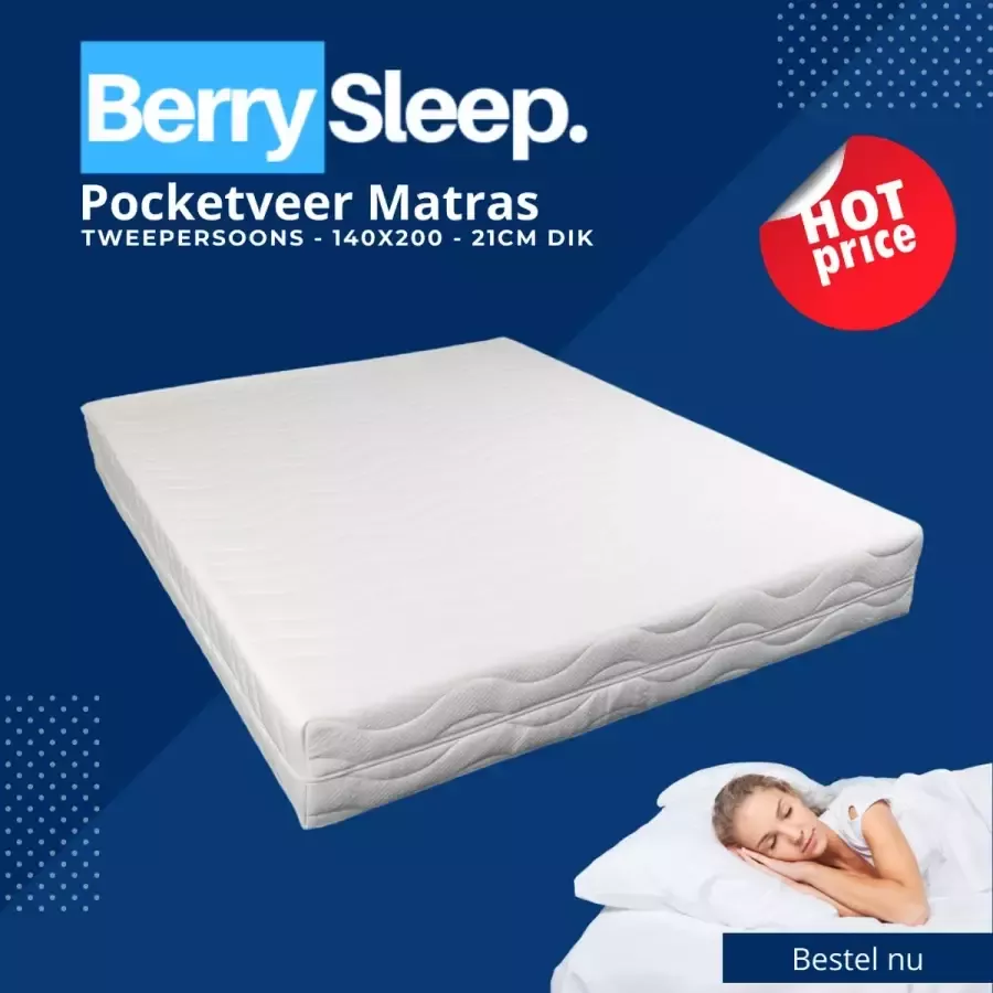 Ella-Sleep Saffier 7 Zone Tweepersoons 140x200 Pocketveer matras Anti-allergisch Koudschuim