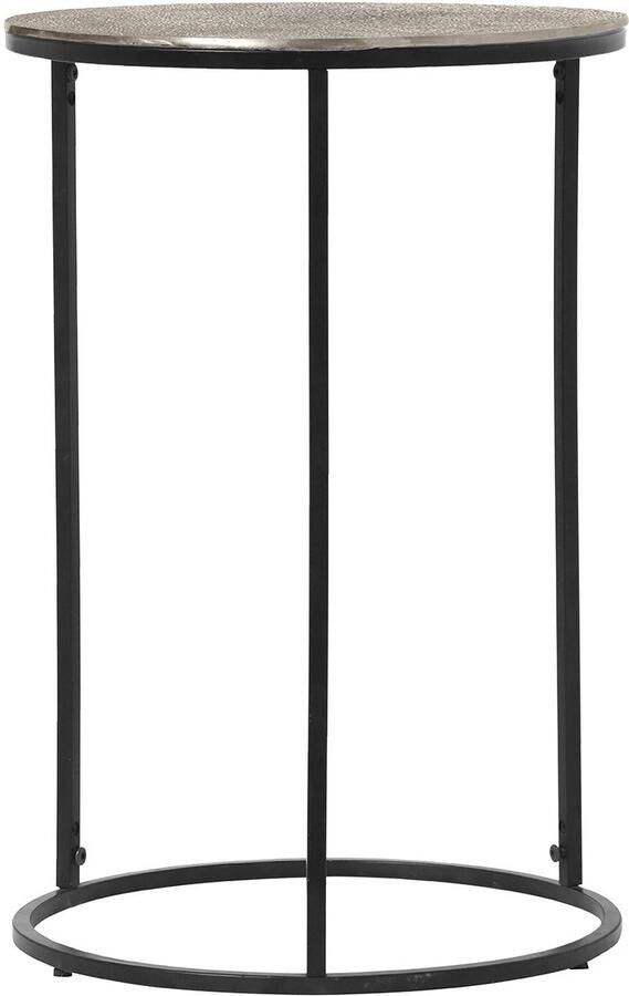 BES LED Bijzettafel Trion Pado Hoog Rond 41cm Zwart Zilver Metaal