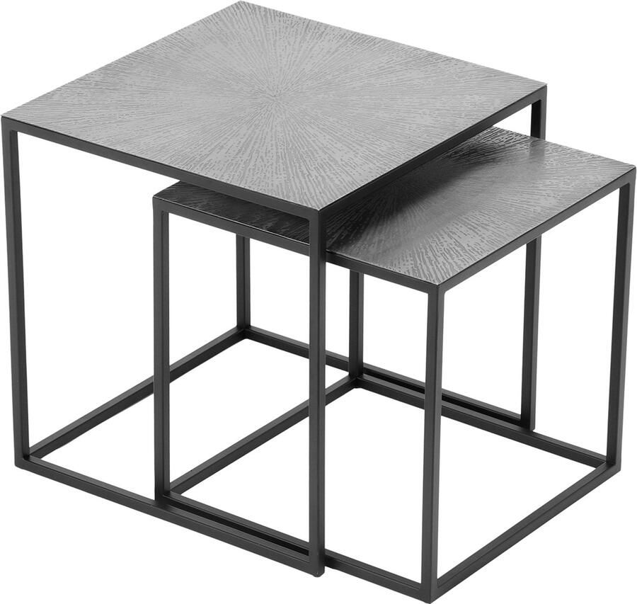 TRIO Set Bijzettafels Arie Vierkant 40x40x40cm Zwart Zilver Metaal