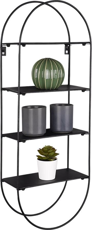 Qualu Wandplank Wandrek Torna Ilan Inclusief Hanger Zwart Metaal