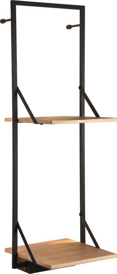 BES LED Wandrek Trion Lino Rek met LED Verlichting en 2 Schappen 10W Warm Wit 3000K Zwart