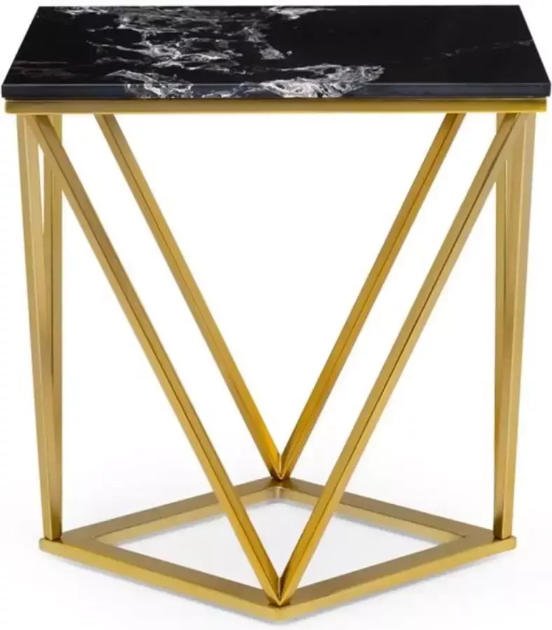 Besoa Black Onyx II salontafel 50x55x35cm (BxHxD) marmer goud zwart